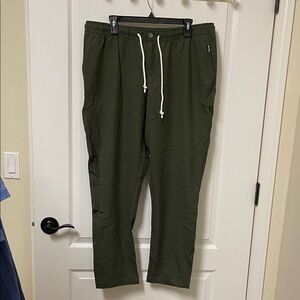 Olive Green Drawstring Straight Leg Pants